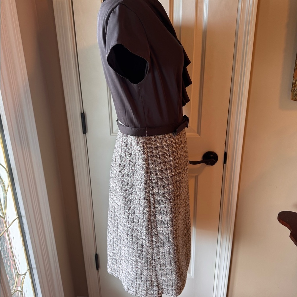 Merona Elegant Brown and Cream Tweed Women's dress Size 12 - Picture 3 of 10
